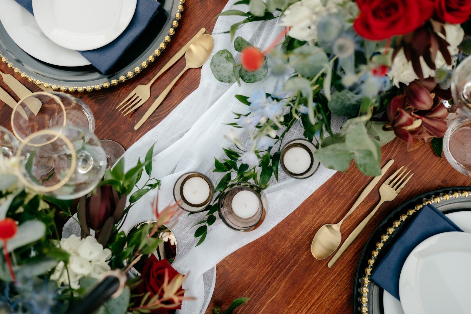 decor and styling gold and blue events